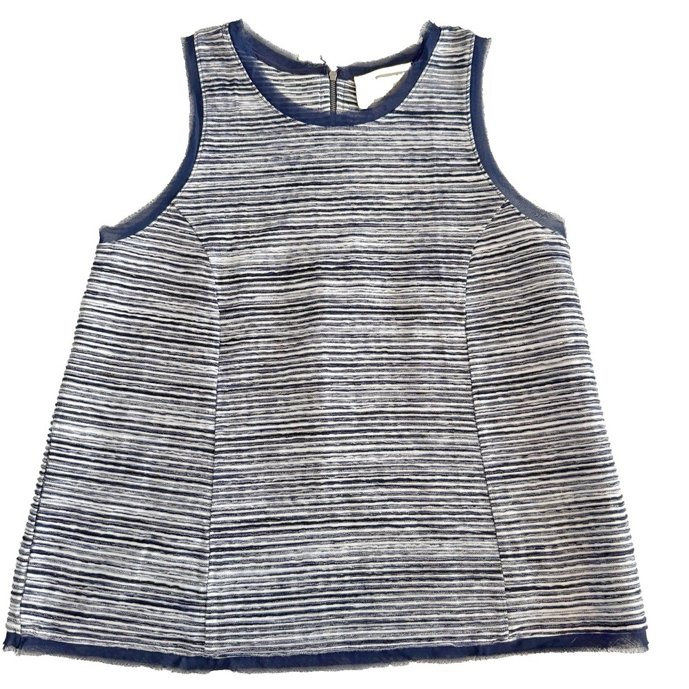 Vanessa Virginia Anthropologie Navy Textured Striped Tank Top  - Women's‎ Sz M